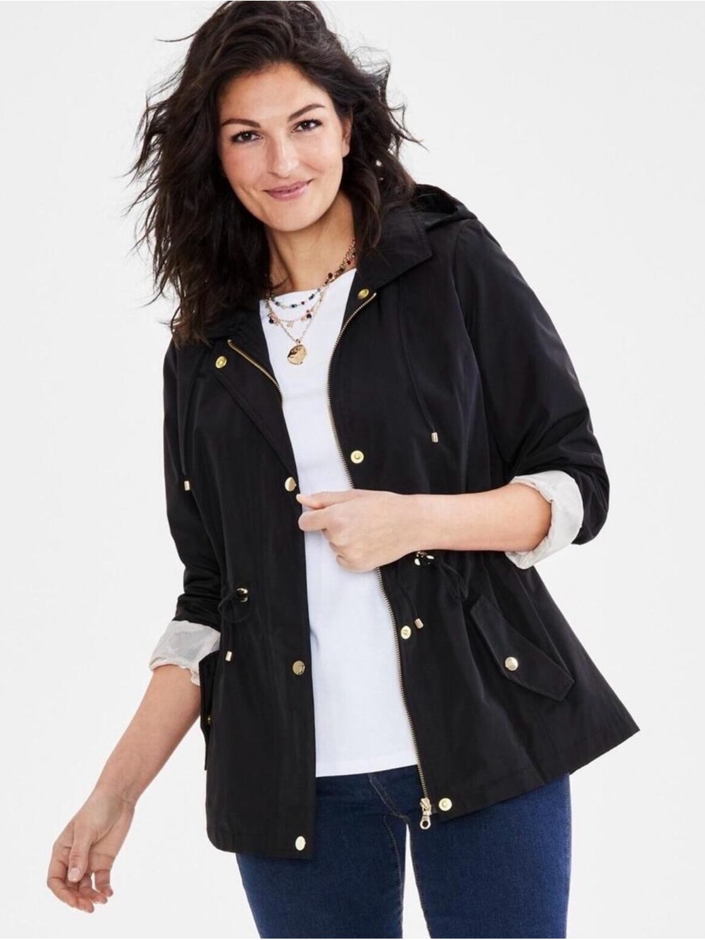 Style & Co Black Hooded Anorak Jacket Size XL